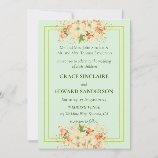 Roze Cherry Blossom , bruiloft Kaart (Voorkant)