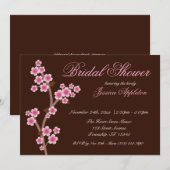 Roze Cherry Blossom Bruin Vrijgezellenfeest Kaart (Voorkant / Achterkant)