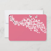 Roze Cherry Blossom Chickadee Wedding RSVP (Achterkant)