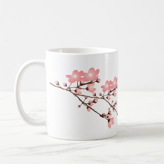 Roze Cherry Blossom Classic White Mok (Links)