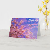  roze Cherry Blossom Dank je Kaart (Gele Bloem)