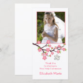 Roze Cherry Blossom, Dove, Religieuze fotokaart Bedankkaart (Voorkant / Achterkant)