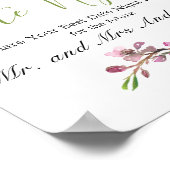 Roze Cherry Blossom Elegant Floral Datum Nachtteke Poster (Hoek)