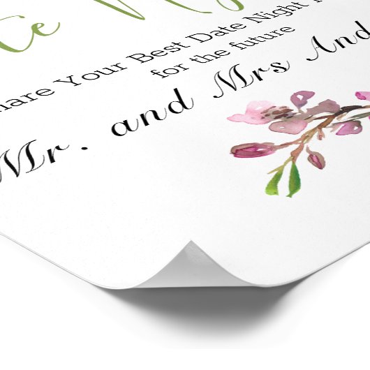 Roze Cherry Blossom Elegant Floral Datum Nachtteke Poster (Hoek)