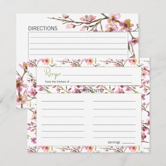 Roze Cherry Blossom Elegant Wedding Recipcard Notitiekaartje (Voorkant / Achterkant)