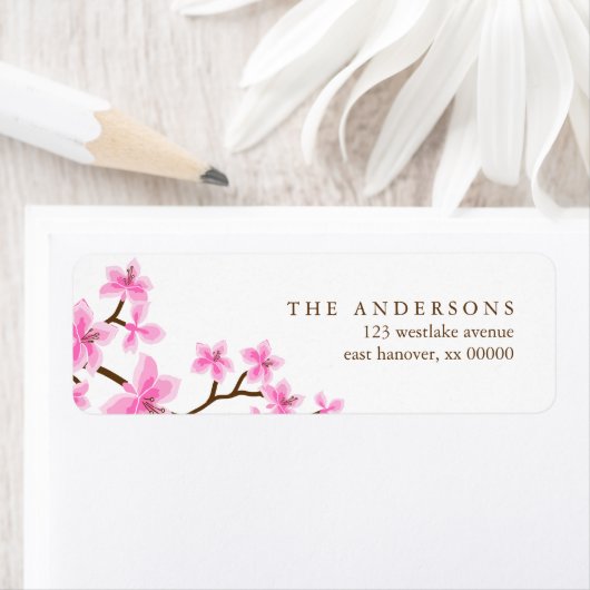 Roze Cherry Blossom Etiket (Insitu)