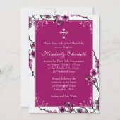 Roze Cherry Blossom First Community Invitation Kaart (Voorkant)