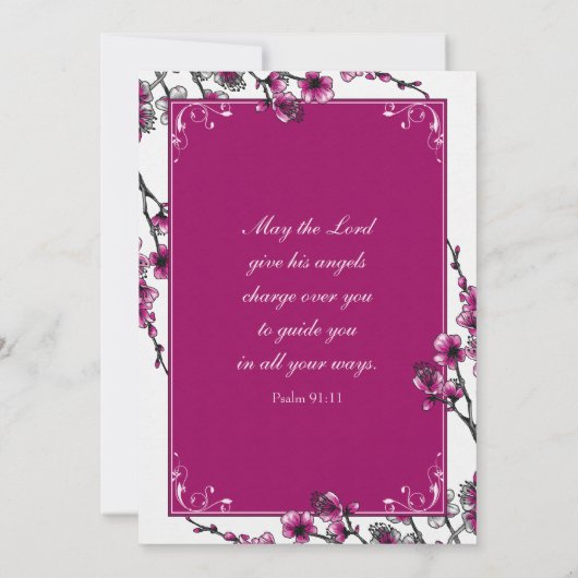 Roze Cherry Blossom First Community Invitation Kaart (Achterkant)