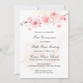 Roze Cherry Blossom First Heilige Communie Kaart (Voorkant)