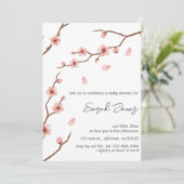 Roze Cherry Blossom Floral Baby shower Invitation Kaart (Staand voorkant)