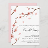Roze Cherry Blossom Floral Baby shower Invitation Kaart (Voorkant / Achterkant)