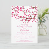  Roze Cherry Blossom Floral Baby shower Kaart (Staand voorkant)