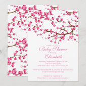  Roze Cherry Blossom Floral Baby shower Kaart (Voorkant / Achterkant)