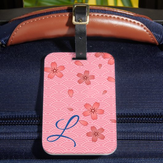 Roze Cherry Blossom Floral Bagagelabel (Voorkant Insitu 2)