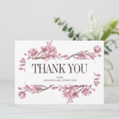 Roze Cherry Blossom Floral Dank je huwelijk Bedankkaart (Staand voorkant)