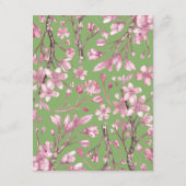 Roze Cherry Blossom Floral Details Enclosure Kaart (Achterkant)