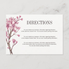 Roze Cherry Blossom Floral Directions Informatiekaartje