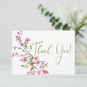 Roze Cherry Blossom Floral Elegant Hartelijk dank Bedankkaart (Staand voorkant)