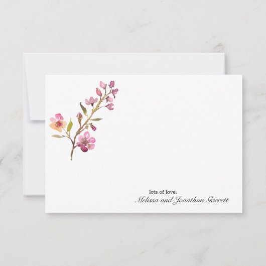 Roze Cherry Blossom Floral Elegant Hartelijk dank Bedankkaart (Achterkant)