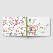 Roze Cherry Blossom Floral Elegant Wedding Gastenboek (Volledig)