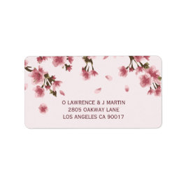 Roze Cherry Blossom Floral Etiket