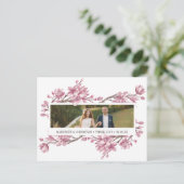 Roze Cherry Blossom Floral Foto Uitnodiging Briefkaart (Staand voorkant)