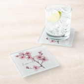 Roze Cherry Blossom Floral Glazen Onderzetter (Schuin)