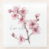 Roze Cherry Blossom Floral Glazen Onderzetter (Voorkant)