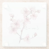 Roze Cherry Blossom Floral Glazen Onderzetter (Achterkant)