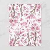 Roze Cherry Blossom Floral Green - details Informatiekaartje (Achterkant)