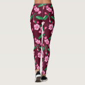 Roze Cherry Blossom Floral Leggings (Achterkant)