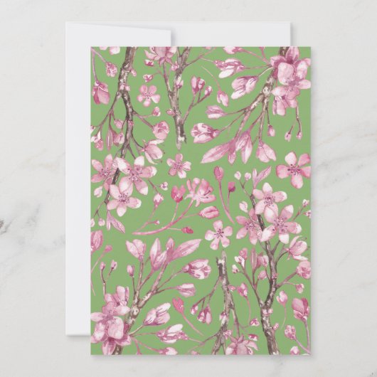 Roze Cherry Blossom Floral Lijst sparen de datum Save The Date (Achterkant)