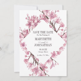 Roze Cherry Blossom Floral Lijst sparen de datum Save The Date