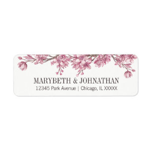 Roze Cherry Blossom Floral Lijst Wedding Etiket