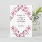 Roze Cherry Blossom Floral Lijst Wedding Kaart (Staand voorkant)