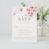 Roze Cherry Blossom Floral Meal Options Weddenscha RSVP Kaartje (Staand voorkant)
