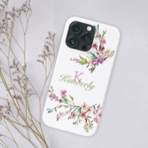 Roze Cherry Blossom Floral Monogram Naam