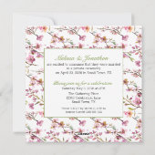 Roze Cherry Blossom Floral net getrouwd Feestdagenkaart (Achterkant)