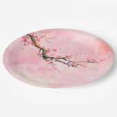 Roze Cherry Blossom Floral            Papieren Bordje (Gekanteld)