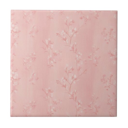 Roze Cherry Blossom Floral Pattern Tegeltje (Voorkant)