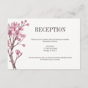 Roze Cherry Blossom Floral Reception Informatiekaartje
