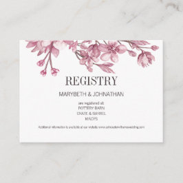 Roze Cherry Blossom Floral Registry Enclosure Card Informatiekaartje