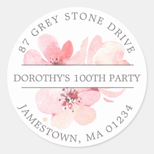 Roze Cherry Blossom Floral Return Address Label (Voorkant)