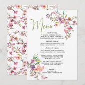 Roze Cherry Blossom Floral Romantic Wedding Menu (Voorkant / Achterkant)