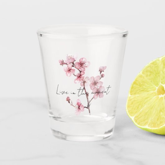 Roze Cherry Blossom Floral Shot Glas (Voorkant)