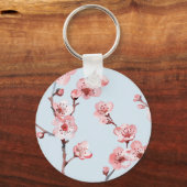 Roze Cherry Blossom Floral Sleutelhanger (Achterkant)