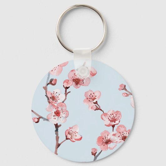 Roze Cherry Blossom Floral Sleutelhanger (Achterkant)