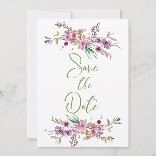 Roze Cherry Blossom Floral sparen de datum Save The Date (Voorkant)