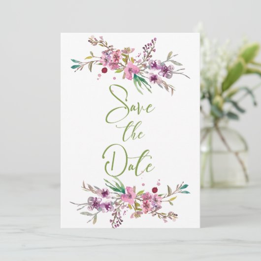 Roze Cherry Blossom Floral sparen de datum Save The Date (Staand voorkant)