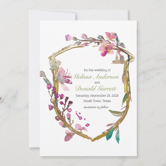 Roze Cherry Blossom Floral sparen de datum Save The Date (Achterkant)